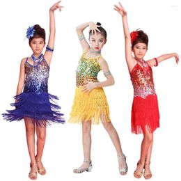 Girl Dresses Girls Latin Dance Dress For Kids Fringe Skirt Salsa Tango Performance Costumes Children Tassel Ballroom