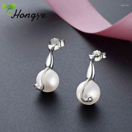 Stud Earrings Hongye Real Silver For Women Pearls Opal Personality Female S925 Jewellery Stylish Brincos 2024 Arrival