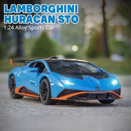 Diecast Model Cars 1 24 Lamborghinis HURACAN STO Alloy Sports Car Model Diecasts Racing Car Model Simulation Sound Light Collection Kids Toy Gift Y2405206CK8