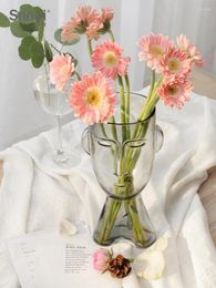 Vases Face Vase Decoration Living Room Desktop Flower Arrangement Simulated Light Luxury