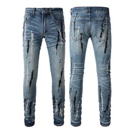 Purple Brand Jeans Men Jeans Fashion Casual Sports High Street Jeans Print Print Casual Мужчины и женщины