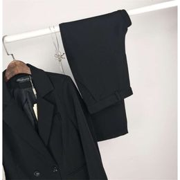 Black Double Breasted Business Pant Suits Women Plus Size Ladies Blazer+Pants Work Pantsuit for Wedding Party
