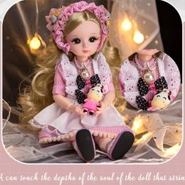 Zhaogogo 30cm Blue Eyes BJD Doll 18 Movable Jointed DIY Bjd Dolls Princess Toys BJD Round Face long Hair DIY Toy Gift for Girls 240520