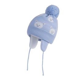 Connectyle Toddler Infant Baby Boys Girls Skull Cap Winter Beanie Sticked Fleece fodrade Söt tecknad björn Kids Warm Earfap Hatts L2405