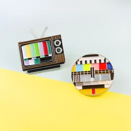 Brooches Vintage Television Unsignalized Old TV Screen Pins No Signal Test Card Loose Coat Parents Gifts Accessories