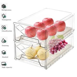 Refrigerator Organiser Storage Box Fridge Organisers Bins Plastic Stackable Drawer Container for Kitchen Cabinets 240520