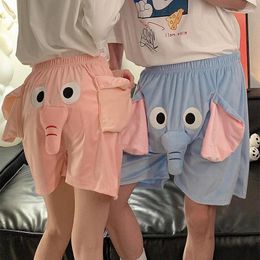 Women's Sleepwear Women Elephant Pyjama Pants Men Cute Cartoon Funny Long Nose Shorts Summer Sleep Bottoms Home Boyfriends Birthday Gifts