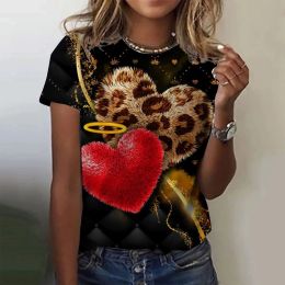 Women's T-shirt Summer Fashion Short Sleeve Tees Tops 3D Print O-Neck Casual T Shirt For Women's Leopard Clothes for Sexy Girl