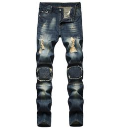 2021Men Jeans New Fashion Mens Stylist Black Blue Jeans Skinny Ripped Destroyed Stretch Slim Fit Hop Hop Pants With Holes For Men3136434