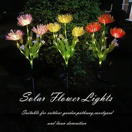Waterproof Solar Garden Light Auto On/Off No Wiring Required Simple Installation 3 Heads LED Flower Lamp Landscape Ornament