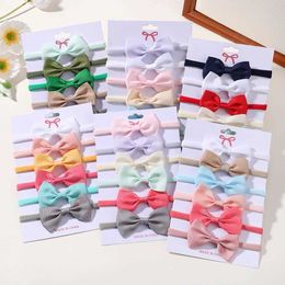 Hair Accessories 4/5/6 pieces/set of solid newborn and childrens headwear elastic headbands girls cute ribbons bow hair accessories d240521