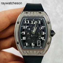 Richamills Watch Milles Watches Mens Automatic Mechanical Calendar 38.7 x 47.5mm Rm6701 Platinum Original Diamondhalf Diamond