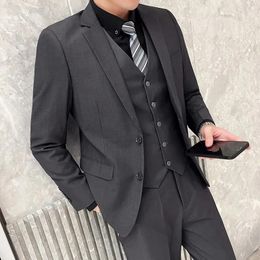 Men's Suits Mens 3 Piece ( Jacket Vest Pants ) Business Solid Slim Fit Blazer Trousers Set Wedding Tuxedo Groomsman Men Clothing