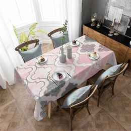 Table Cloth Painted Mottled Modern Morocco Pink Washable Tablecloth For Wedding Dining Banquet Decoration Luxuriou Cover