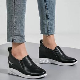 Fitness Shoes Women Cow Leather Wedges High Heel Vulcanized Female Summer Breathable Platform Pumps Fashion Sneakers Casual