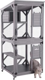 Cat Carriers House Outdoor Catio Enclosures On Wheels70.9 Kitty With Upgraded Resting Box Waterproof Roof