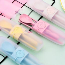 Dinnerware Sets Cutlery Set Portable Student Children Three-piece Wheat Straw Kitchen Supplies Tableware Chopsticks Fork Spoon