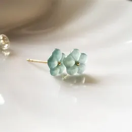 Stud Earrings Unique And Intentional Natural Seed Chalcedony Flower Short Light Luxury Compact Charm Ladies Silver Jewelry