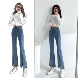 Women's Jeans Spring And Autumn Baggy Y2k Korean Version Women's High Waisted Open Flare Pants Trousers Loose Denim Women