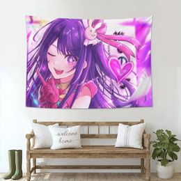 Tapestries Anime Oshi No Ko Pink Fabric Tapestry For Wall Bedroom Room Decorating Items