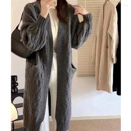 Women's Knits EVNISI Winter Women Thicken Knit Long Cardigan Coat With Pockets Warm Loose Causal Sweater Jacket Ribbed Overcoat 2024 Autumn