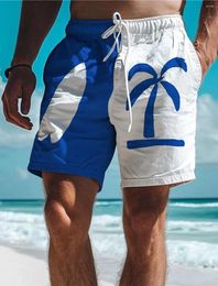 Men's Shorts Fashion Palm Tree Surfboard Printed Board Hawaiian Swim Trunks Drawstring Comfort Breathable Vacation