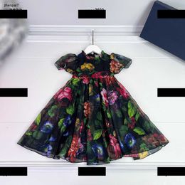 Top girls dress Imitation silk material baby skirt Free shipping Size 90-160 CM kids Fashionable floral fragments skirt new product April14