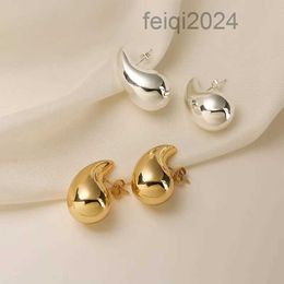 Fashion Style Stud Trendy Italy Hollow Stainless Steel Hypoallergenic 18K Gold Plated Bottega Tear Drop Waterdrop Earrings For Women Girl