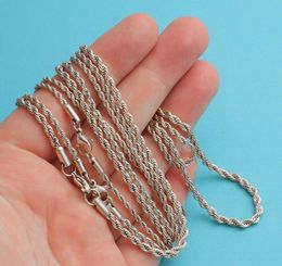Stainless Steel Rope Chain Necklace 2 3 4 5mm Never Fade Waterproof Choker Necklaces Men Women Twist Hip Hop Jewellery 316L Silver Chains Gifts 18-26 Inches