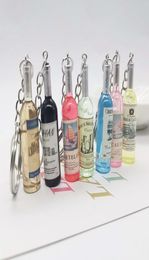 Cute Novelty Resin Beer Wine Bottle Keychain Assorted Color for Women Men Car Bag Keyring Pendant Accessories Wedding Party Gift3777979