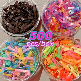 Hair Accessories 500pcs high elastic thick disposable rubber strap for children girls braided hair clip with Coloured headband accessories d240520