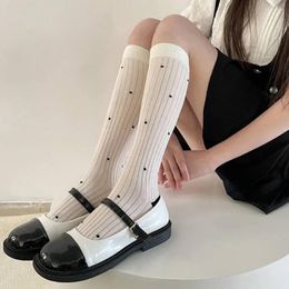 Women Socks Korean Japanese Cotton Long Stockings Polka Dot Sweet Girls Knee JK Lolita Kawaii Cute Thigh High