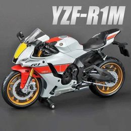 Diecast Model Cars 1 12 Yamaha YZF-R1M 60th Anniversary Racing Motorcycles Alloy Motorcycle Model Shock Absorbers Collection Toy Car Kid Gift Y240520LYQ8