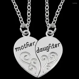 Pendant Necklaces 2pcs Antique Silver-plated Necklace Fashionable Mother Beautiful Daughter Combination For Love Parent Child Style Jewelry