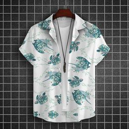 Animal Hawaiian Shirt Turtle Pattern 3d Print Oversized MenS Shirts Summer Shirt For Men Street Casual Daily Short Sleeves 240520