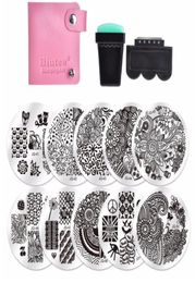 10 Nail Plates 1 Stamper 1 Scraper Storage Bag Nail Art Image Stamp Stamping Plates Manicure Template Nail Art Tools9999053