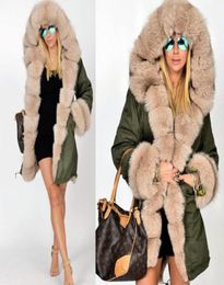 Womens Faux Fur Parka Long Coat Ladies Camouflage New 2018 Winter Padded Jacket Fur Collar Hooded Overcoat Plus Size 4XL 5XL4099263