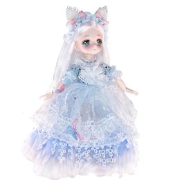 Attractive Anime Eyes 1/6 Bjd Byte Dolls for Kids Girls DIY Ball-jointed Comic Face Doll 30cm with Dresses Clothes Dress Up 240520