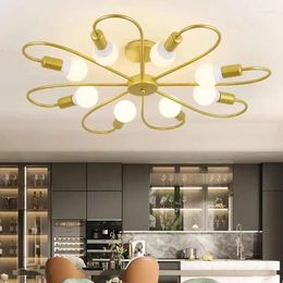 Chandeliers Nordic LED Minimalist Iron E27 Base 3/6/8 Heads Lamps For Living Room Bedroom Study El Restaurant Luminaires