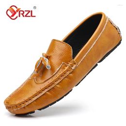 Casual Shoes YRZL Leather Loafers Men Handmade 2024 Fashion Driving Flats Slip-on Luxury Comfy Moccasins Shoe For