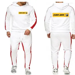 Men's Tracksuits Men Spring Autumn Stylish Can-am Logo Solid Colour Sweatshirt Set Casual Long-sleeved Hoodies Pants Polar Two Piece Suit