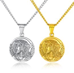 Hooded Jesus and the Bible prayer medallion pendant high quality men039s vintage titanium steel necklace Jewellery gift 3GX14022548441