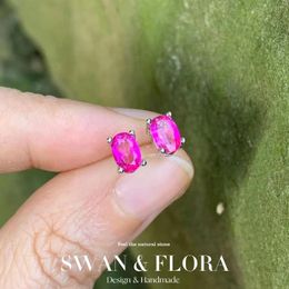 Stud Earrings 5 3MM Oval Natural Pink Topaz 925 Sterling Silver Earring For Women Cute Gift Prevent Allergy Fine Jewelry
