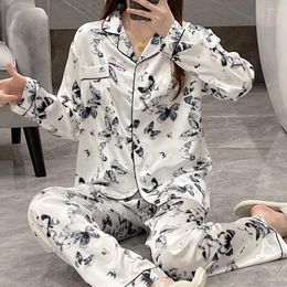 Home Clothing China Style Butterfly Ink Painting Women Pajamas Elegant Classic Fashion Print Casual Sleepwear 2024 Y2k Autumn Lounge