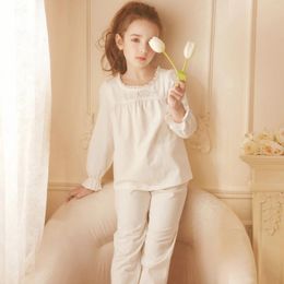 Clothing Sets 2024 Children's Pyjamas Women's Spring And Autumn Pure Cotton Princess Style Long Sleeved Thin Girl Home Fury Cute Baby Set