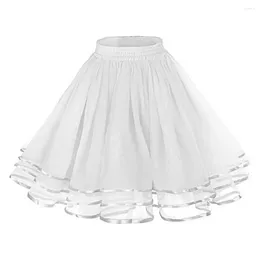 Skirts A-Line Women Mesh Tulle Skirt With Elastic Waistband Three-Layered Princess Cosplay Weddings Parties Knee-Length