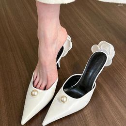 Dress Shoes Summer Women Rose Flowers Bao Head Female Fashion Slippers Celebrity Temperament Pointy High Heels Sandals