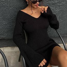 Female Clothes Outfits Summer Bikini Cover Up 2024 Swimwear Women And Saida De Praia Feminino V Neck Long Sleeved Sexy Dress