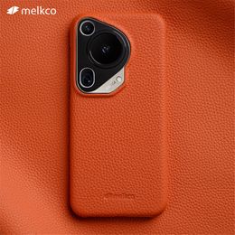 Melkco Genuine Cowhide Leather Slim Case for Huawei Pura 70 Pro Ultra 70 Camera Lens Protect Cover