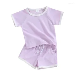 Clothing Sets Baby Girl Boy Clothes Summer Waffle Solid Short Sleeve T Shirt And Set Cute Toddler Girls Outfit